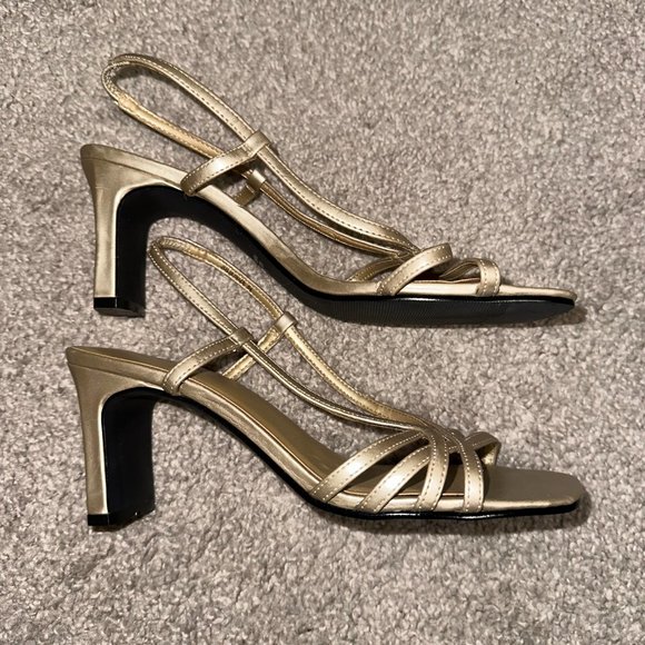 Vintage Jessica Gold Strappy Heels 3 Inch 3” Size 6.5 - Picture 6 of 11